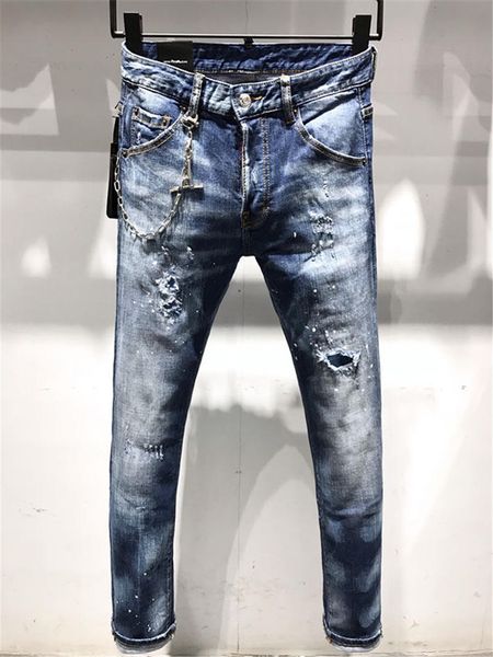 

dsquared2 dsq2 ss20 новое прибытие d2 высокое качество brand дизайнерские мужчины denim прохладный guy джинсы вышивка брюки мода дыры брюки, Blue