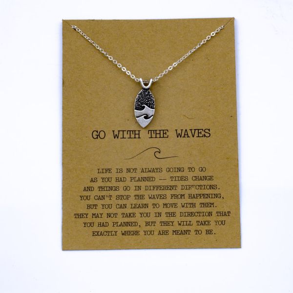 

sanlan 1pcs go with the waves necklace ocean jewelry, Silver