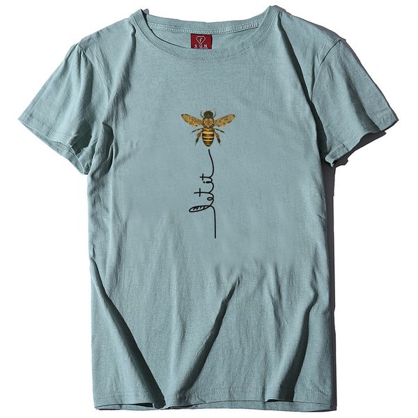 

2020 cross-border explosion models bee printed casual female european and american fashion printing loose t-shirt fashion t-sh, White