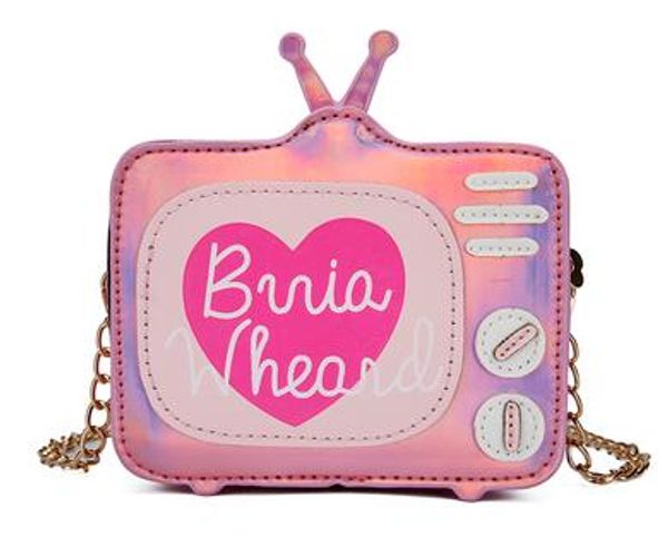 

new children laser mini messenger bags selling fashion girl pu 3d television handbag