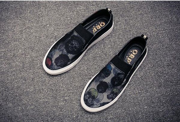 

2018 new arrival low price mens breathable printing casual shoes leather casual shoes slip on men fashion flats loafers c09, Black
