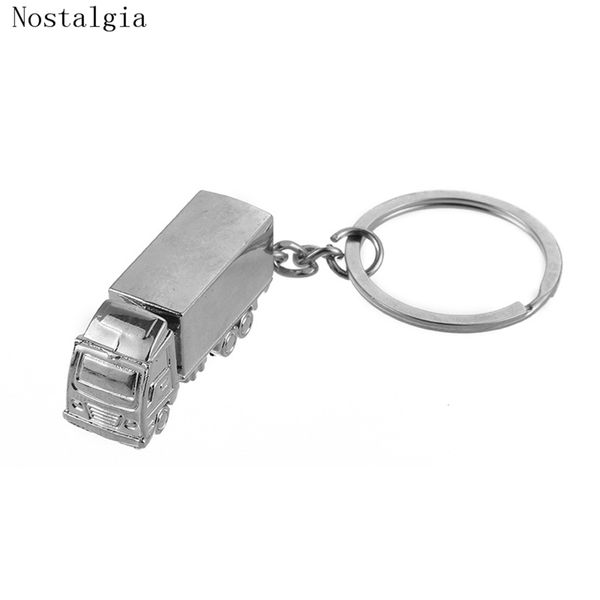 

car keychain personalized solid truck keychain vintage lorry car key ring for women men key jewelry accessories shellhard gift, Silver