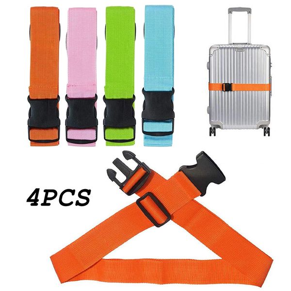 

4pcs baggage strap adjustable suitcase with buckle belt travel bag with seat belt bag accessoriesng 2019 new arrivals sell, Black