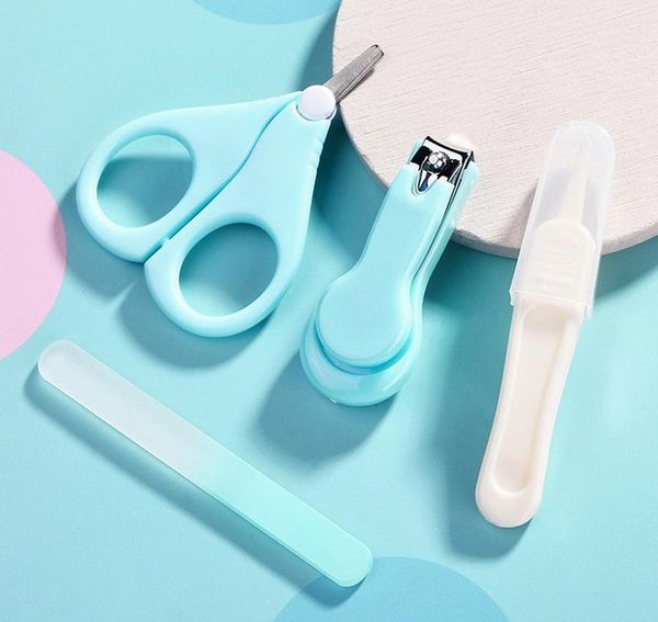 

100set newborn kids nail scissors 4pcs/set baby safe health care kit hardware manicure hair nail clippers care tools