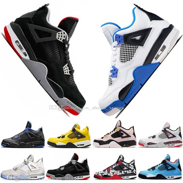 

Hot 2019 New Bred 4 4s What The Cactus Jack Laser Wings Mens Basketball Shoes Denim Blue Pale Citron Men Sports Designer Sneakers Eur 36-47
