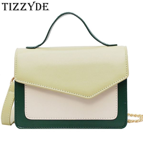 

pu leather luxury women messenger bags 2019 ladies contrast color shoulder bag wild chain small square bag messenger dg402