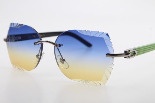 

2020 new adumbral rimless sunglasses t8200761 black mix green aztec arms rimless glasses carved blue driving glasses, White;black