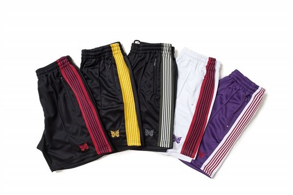 

19ss awge x иглы радуга бабочка трек шорты хип-хоп шорты лето пляж баскетбол мужские короткие брюки ag hfwpdk031, White;black