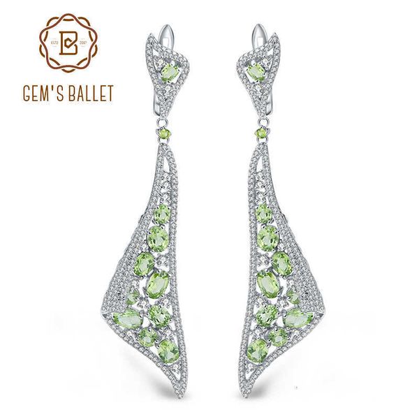 

gem's ballet 925 sterling silver gemstone earrings 8.10ct natural peridot gemstone drop earrings fine jewelry for women party cj191203, Golden