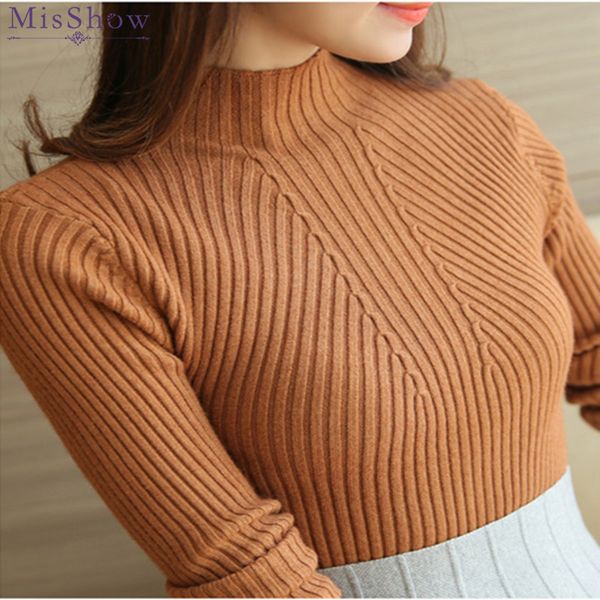 

women in long sleeves and long sleeves high-collar women's basic sweaters women autumn sweaters women's hiver, Black