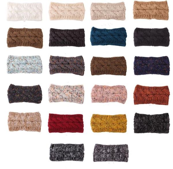 

зимняя девочка вязать ободки дизайнера теплого тюрбан крючка упругих диапазона волосы ручного тюрбан 22 стилей головных уборов женщина аксес, Slivery;white