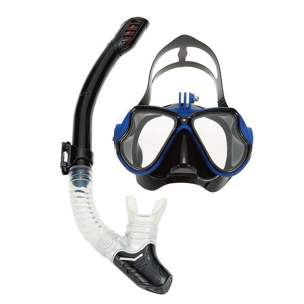 

lixada scuba snorkeling swimming set tempered glass diving mask goggles + full dry snorkel tube