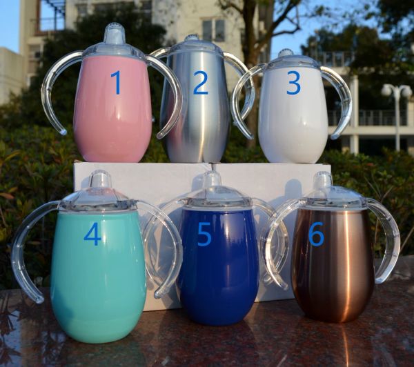 

9oz kids water bottle sippy cups double walled vacuum insulated stainless steel tumblers travel mugs with handle lids