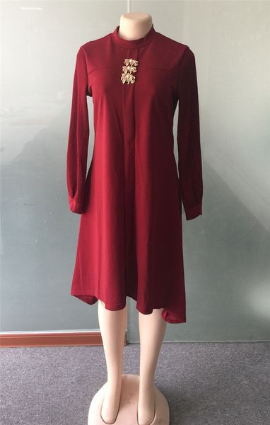 

new plus size dresses women solid color autumn casual panelled loose big skirt long sleeved crew neck dresses womens fashion dresses, Black;gray