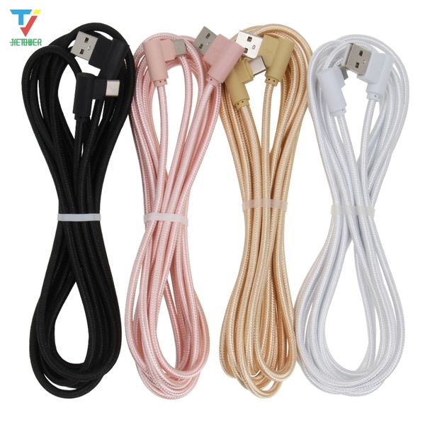 

300pcs braided elbow data line charger 0.25m 1m 2m 3m for android pin5 type-c fast charger usb-c cord micro usb type c cable for phone cable