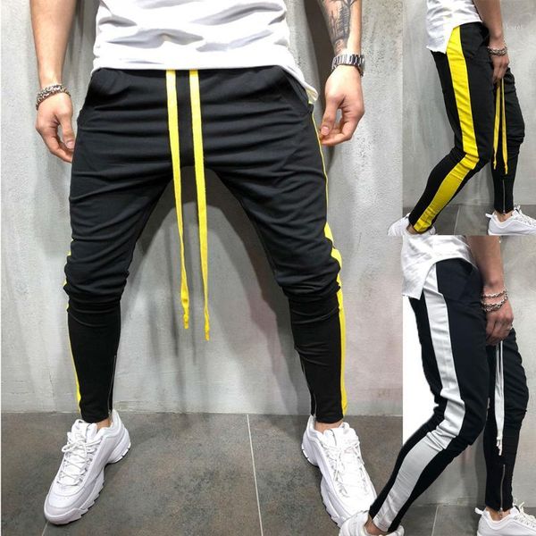

mens pants casual fashion men sport long trousers tracksuit joggers gym workout pants sweatpants1, Black