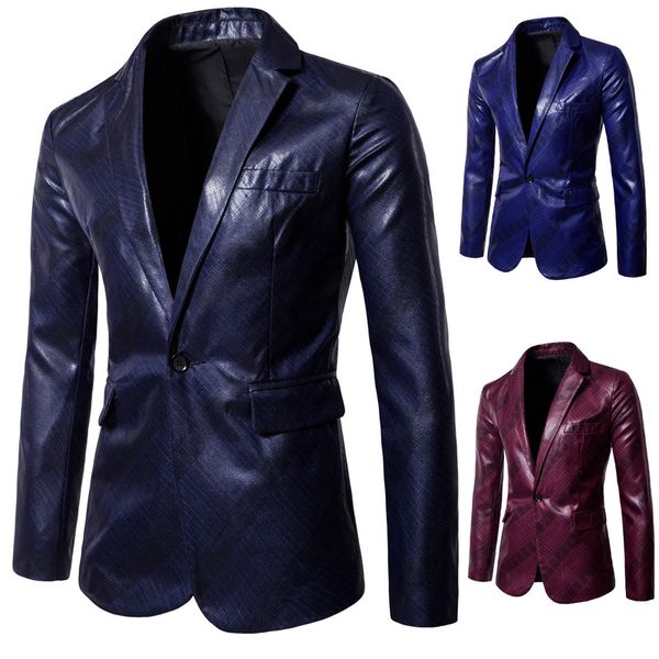 

mens blazer suit leather jacket casual men blazer fashion performance pu slim england suit blazer masculino male jacket dt1826, White;black