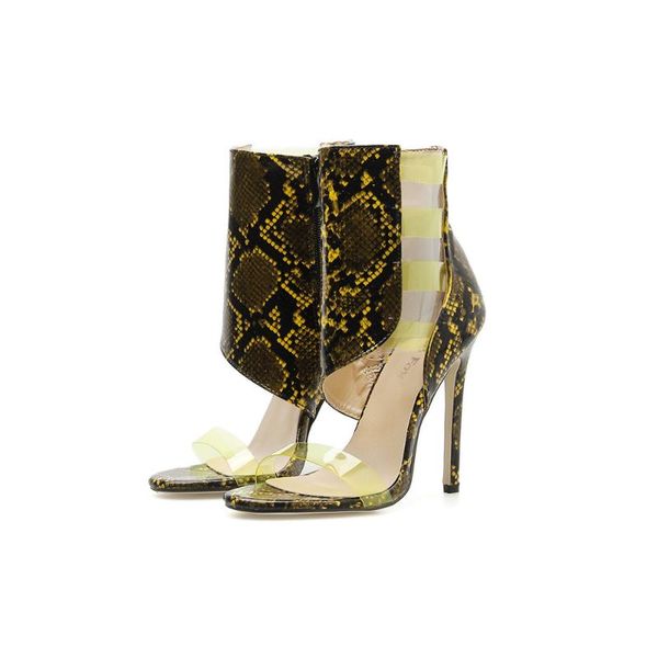 

serpentine hollow transparent high-heeled stiletto sandals woman, Black