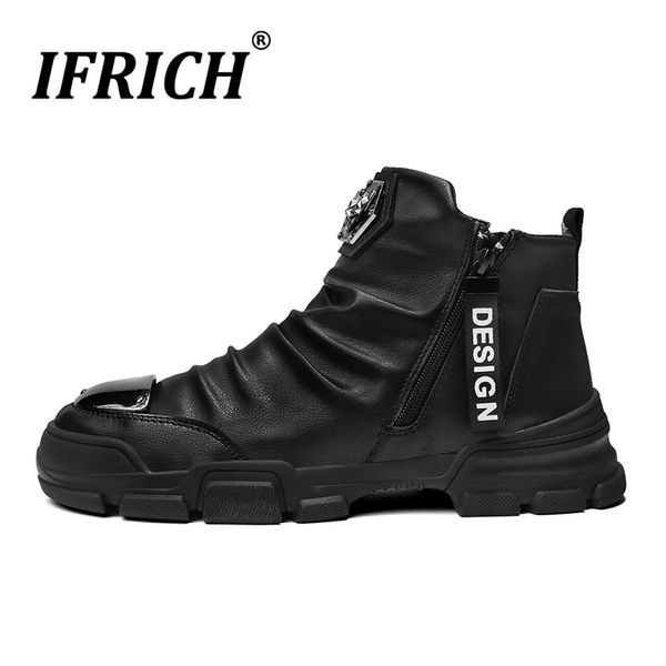 

new autumn high young casual men shoes fashion luxury pu leather man shoes black flats popular men zip casual sneakers