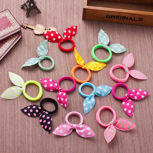 

fashions hair band 10pcs cute polka dot kids rabbit ears hair band tie headband scrunchy children ponytail headwear hair accessories