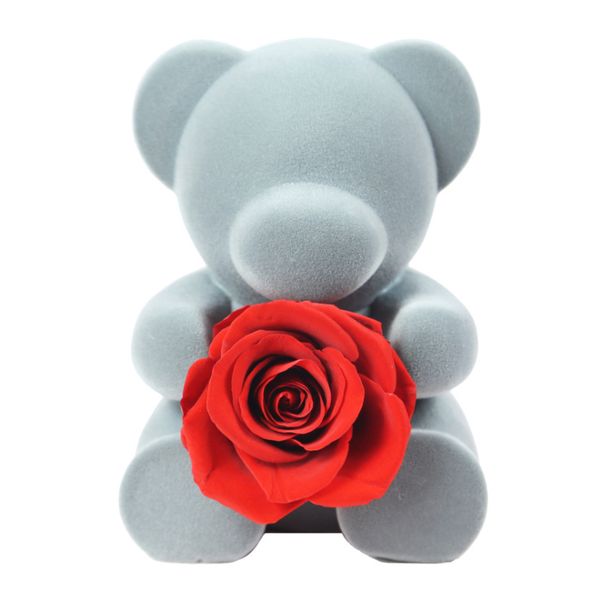 

Wholesale A Grade Best Quality Handmade Real flowers Eternal Roses Bear packaging in the gift box