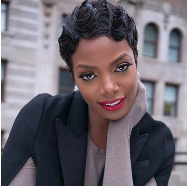 

New Fashion Short Curly Black Cute Wig for Women Blonde African Afro Hair Synthetic Wigs For Women Short Finger Wave Cosplay Wig Hairpiece