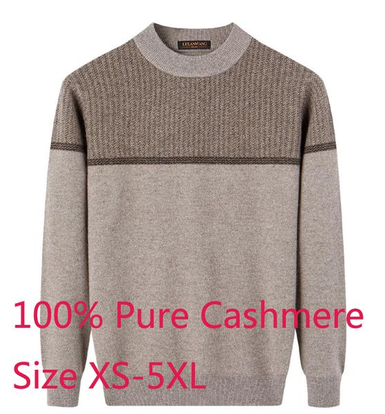 

new arrival 100%pure cashmere sweater men round collar casual knitted pullovers thick standard wool plus size s-4xl, White;black