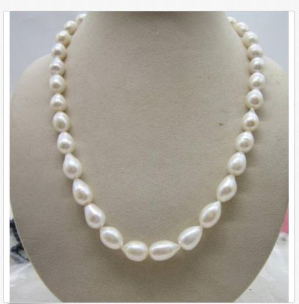 

18"11-13mm australian south sea genuine white nuclear pearl necklace14k, Silver