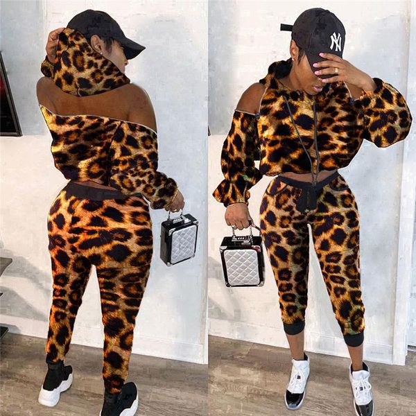 

рукав леопардовый принт женские пуловеры с капюшоном наборы женские повседневные спортивные костюмы модные женские наборы из двух частей дли, White