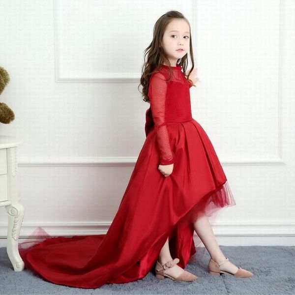 

charming red satin flower girl dresses prom gown kids pincess pageant children dress special occasion dress ghytz285, White;red