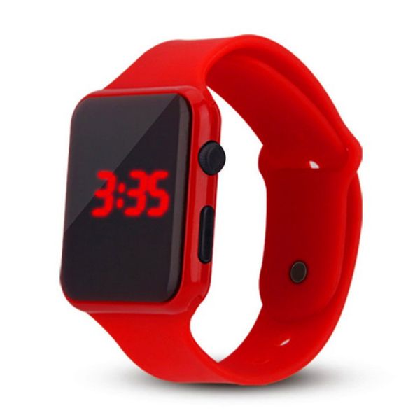 

2019 explosion models led square models silicone watch led electronic student couple fashion electronic watch, Slivery;brown