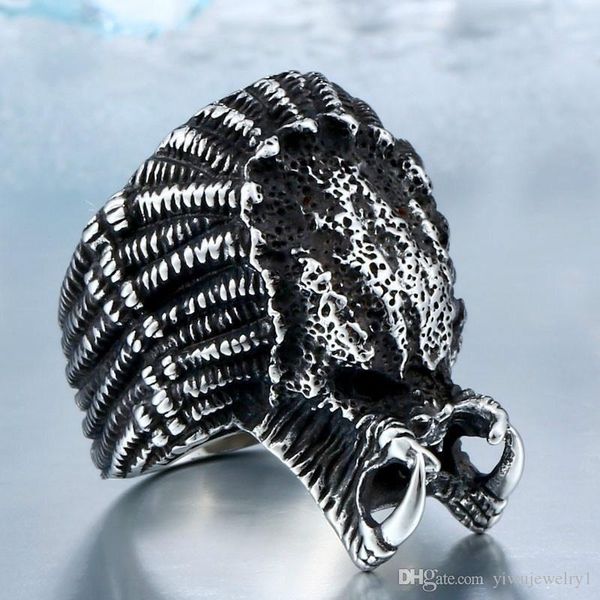 

men movie alien predator finger ring gothic punk 316l stainless steel ring jewelry size 7-14#, Silver