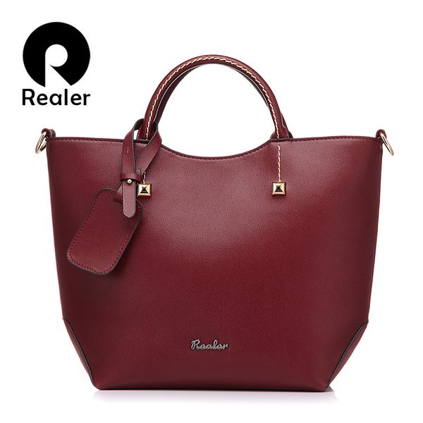 

realer brand handbag women large bucket shoulder bag female artificial leather tote bag fashion handle bag c19031801