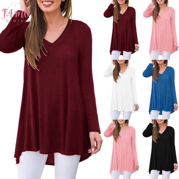 

мода женщины топы элегантный длинный рукав случайные свободные удобные женские пижамы туника блузка рубашки простой дизайн, White