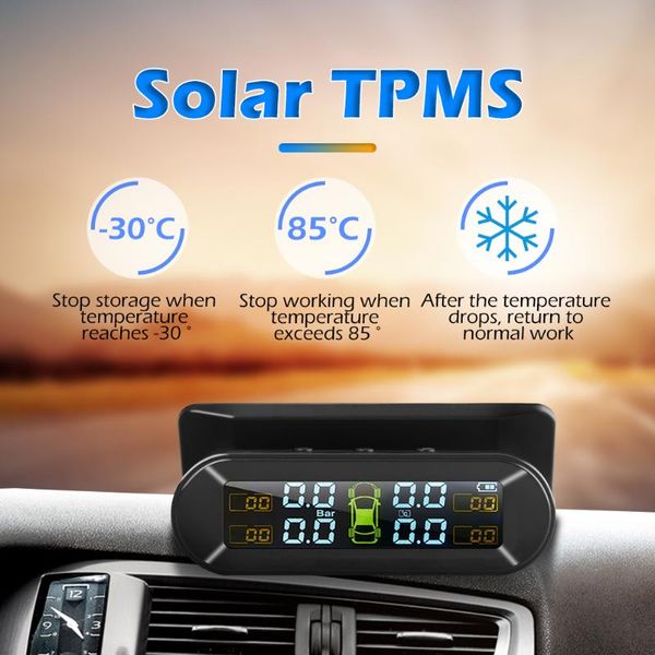 

delicate car tpms solar usb charging tire pressure monitoring temp alarm system tire pressure monitor systems 67x43mm