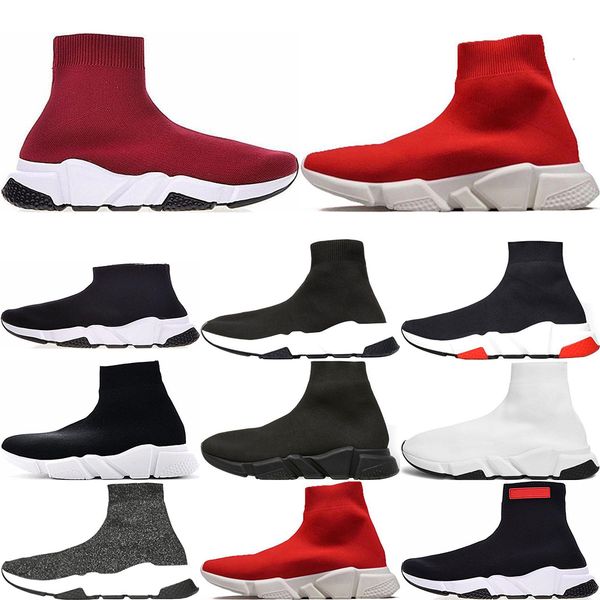 

2019 brand speed runner luxury sock shoes designer shoes triple black white oreo red flat trainer men women shoes us5-us11