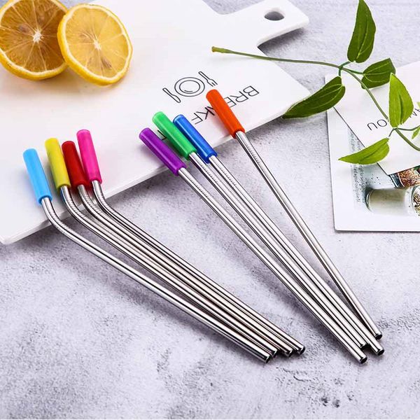 

stainless metal straws with silicone tips steel straws for reusable replacement