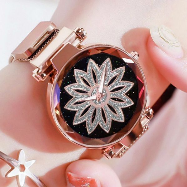 

good luck women watches rose gold mesh band magnetic buckle creative ladies dress quartz wrist watch 2019 girl gift dropshipping, Slivery;brown