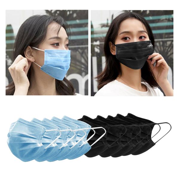 

10pcs disposable face mask 3 layers 5pcs blue +5pcs black