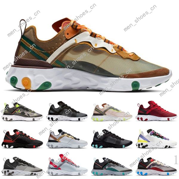 

react element 87 55 running shoes mens sail hyper pink bred medium olive solar red royal tint runner 87s womens breathable sports #062902