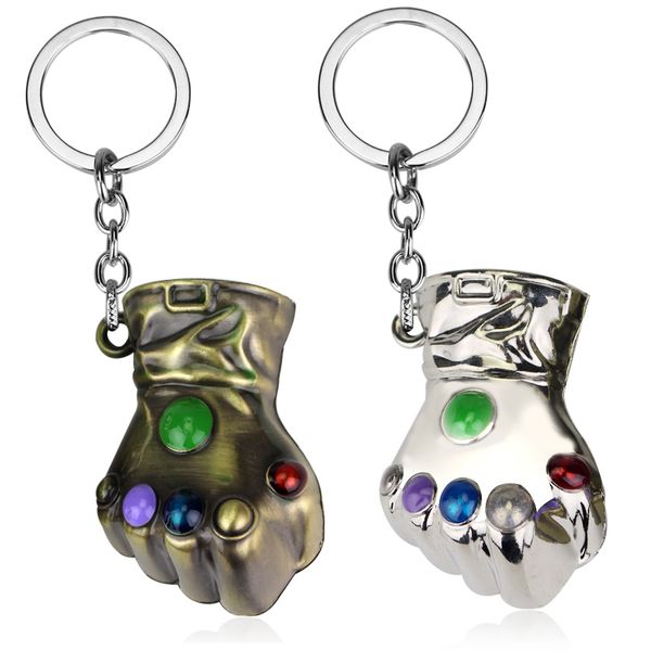 

new marvel 3 thanos infinity glove gauntlet keychain anime key ring for gift chaveiro key chain jewelry porte clef, Silver