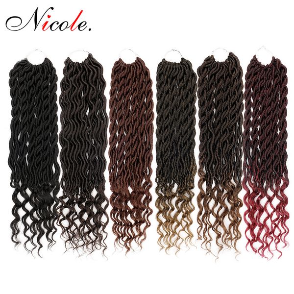 

nicole hair crochet goddess locs hair extensions faux locs curly crochet braids ombre kanekalon braiding hair bohemian locks, Black