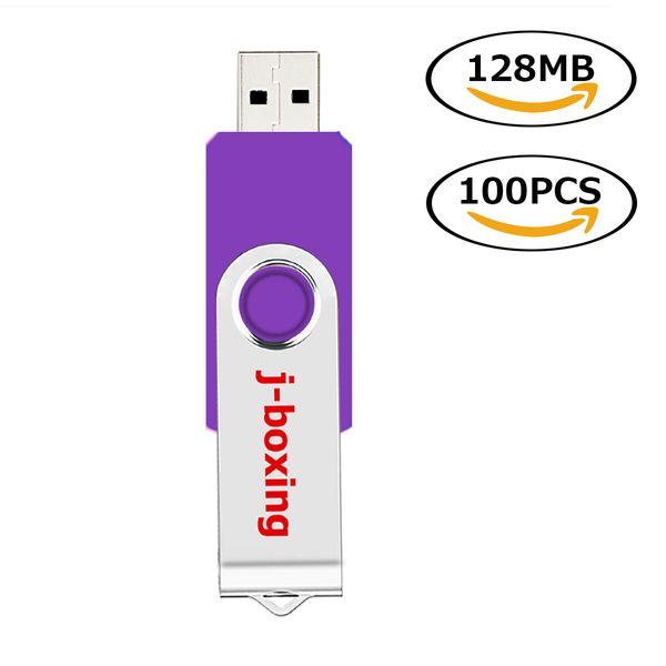 Rotierende USB-Flash-Laufwerke, 100 Stück, 128 MB, drehbar, USB 2.0, Metall-Daumenstift-Laufwerke, Speichersticks, Speicher für Computer, Laptop, Tablet