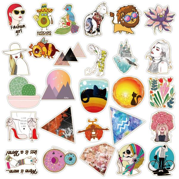 

35pcs small fresh graffiti sticker waterproof removable transparent pvc material trolley case notebook scooter sticker