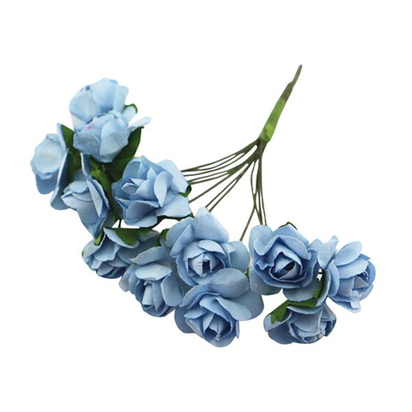 

144 x artificial paper rose flower wedding craft decor light blue