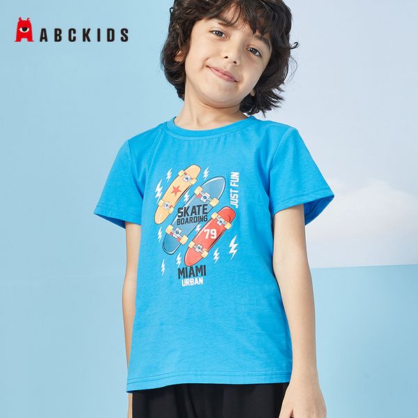 

abckids 2-9 year baby boy solid t shrit kids 100% cotton t-shirts short sleeve children boys sports tee shirts summer girls, Blue