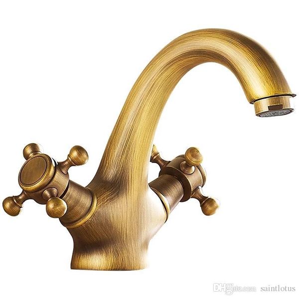 

basin faucets brass antique deck mounted kitchen bathroom sink faucets dual handle vintage carving cold mixer tap