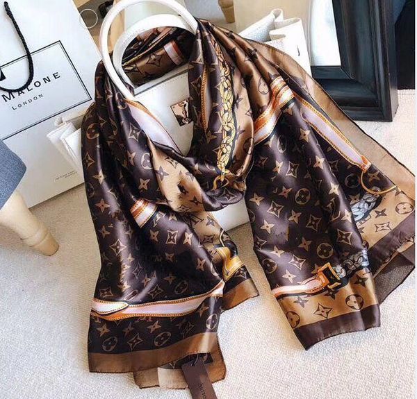 

women brand silk scarves scarf for women 2019 new design hemming long scarves shawls wrap with tag 180x90cm shawls collar headband, Blue;gray