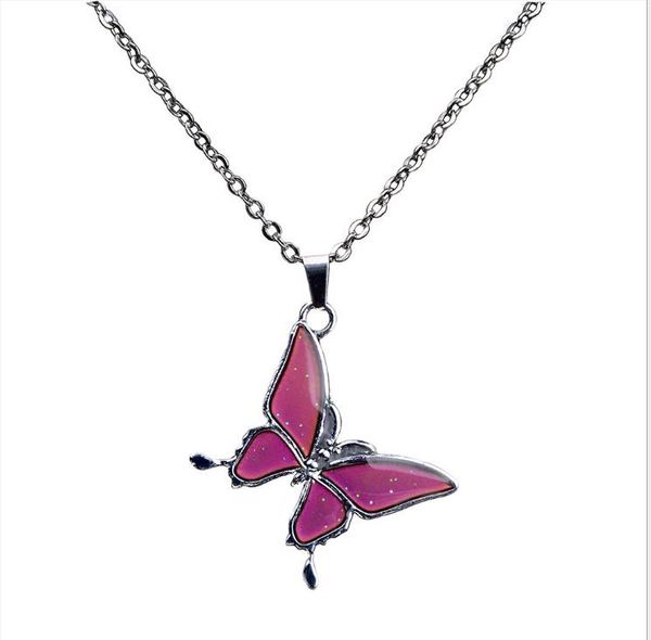 

fashionable fashion female charm butterfly temperature and color change personality high-quality necklace stainless steel necklace jewelry, Silver