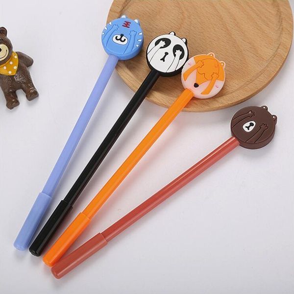 

4pcs cartoon cover eyes shape gel pen diy office stationery and school supplies smooth writing black ink pen 0.5mm